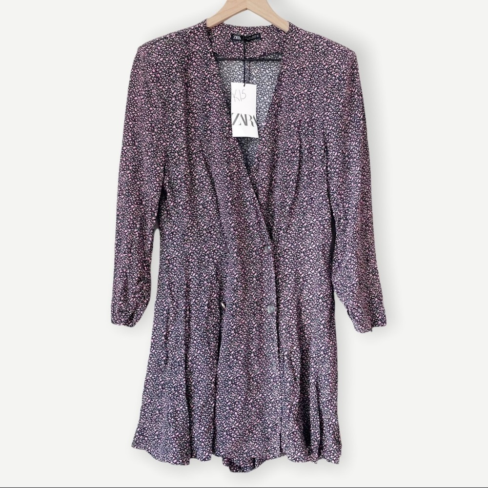 Zara Floral Print Double Breasted Blazer Jumpsuit